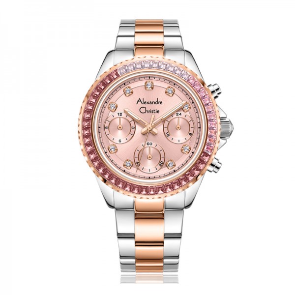 Alexandre Christie AC 2B13 Silver Rosegold Pink Diamond BFBTRPN